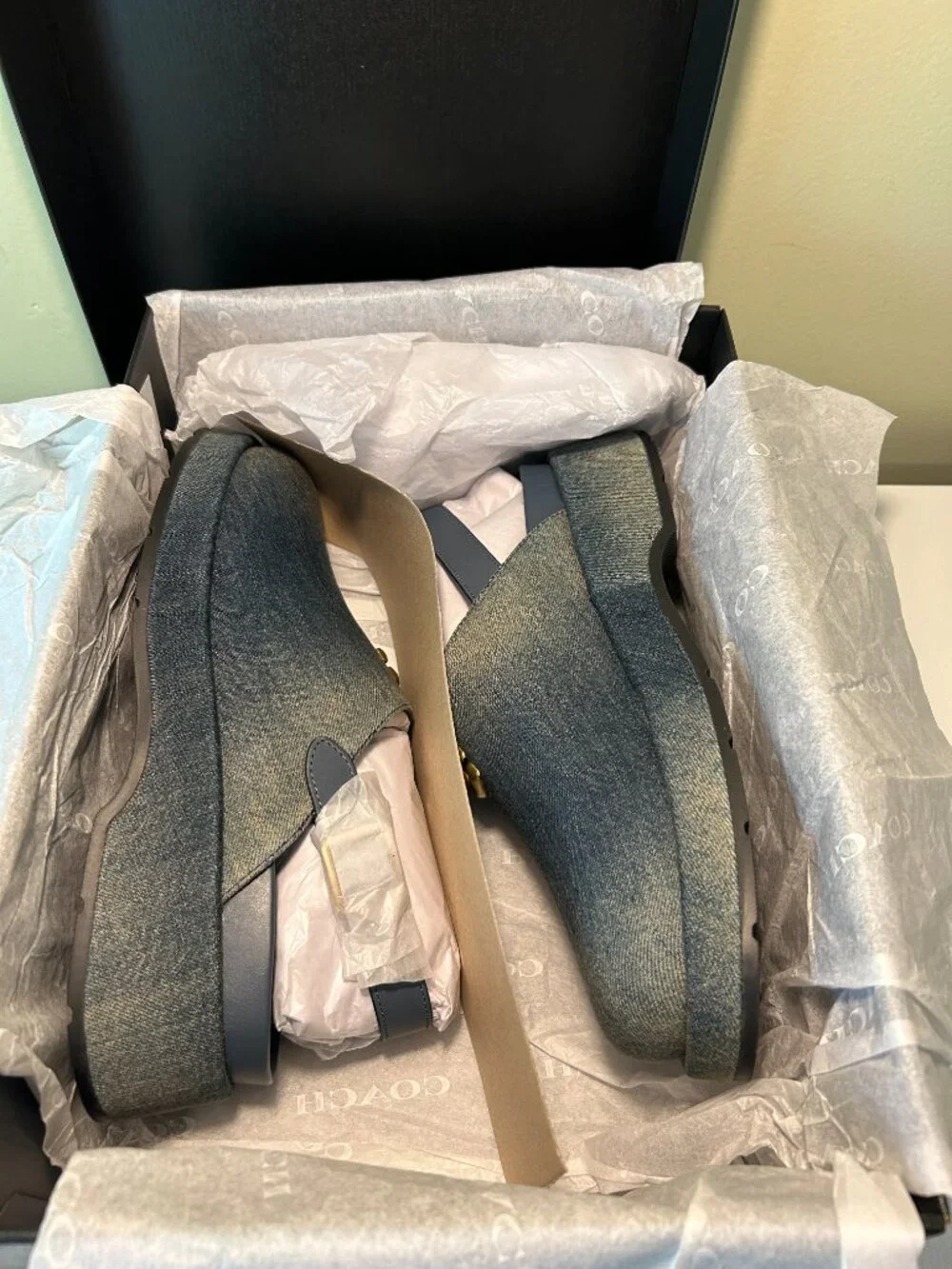 Coach Women's Sculpted C Platform Clog In Loved Denim